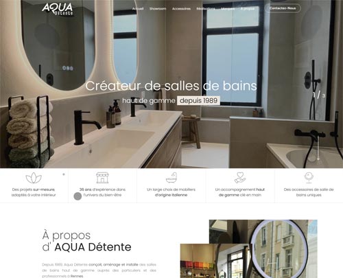 Création de sites internet sur Rennes et référencement naturel et seo réalisés par pensons digital pour l'entreprise Aqua Détente