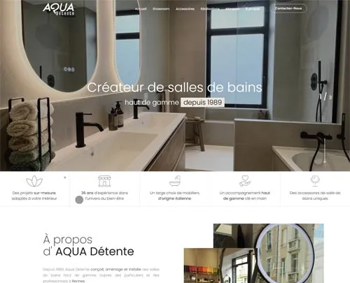 Création de sites internet sur Rennes et référencement naturel et seo réalisés par pensons digital pour l'entreprise Aqua Détente