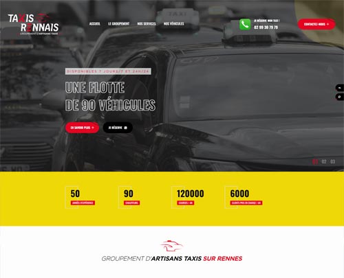 Création de sites internet sur Rennes et référencement naturel et seo réalisés par pensons digital pour les taxis rennais