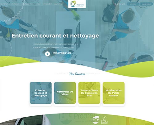 Création de sites internet sur Rennes et référencement naturel et seo réalisés par pensons digital pour la société BG Propreté