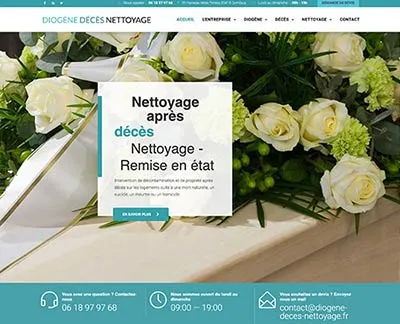 Création de sites internet sur Rennes et référencement naturel et seo réalisés par pensons digital pour l'entreprise Diogène Décès Nettoyage